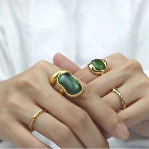 wholesale retro dark green gemstone ring nihaojewelry