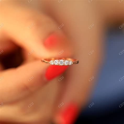 Five Stone Rose Gold Moissanite Wedding Band – customdiamjewel