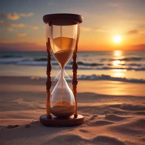 Premium Photo | A sand hourglass is in the sand on a beach