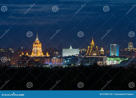 Evening View of Downtown Moscow Editorial Stock Photo - Image of rise ...