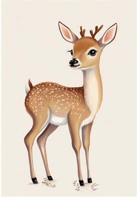 Cute Deer Art Cartoon Printable Digital Art, Wall Art, Child Decor ...