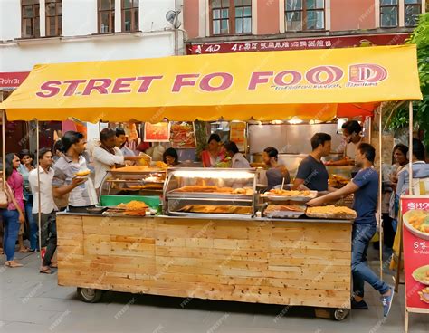 Premium Photo | A street food stall bustling with customers eager to