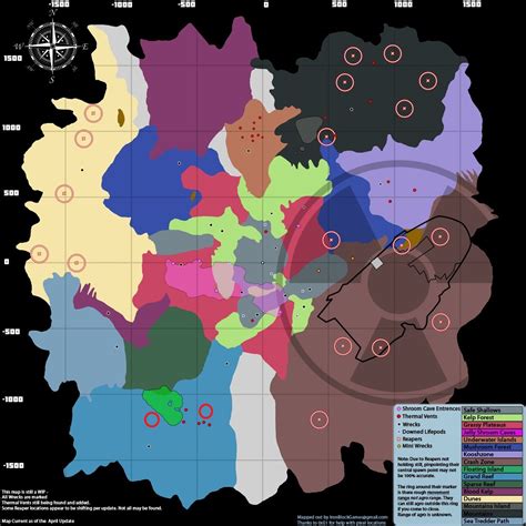 REAPER LEVIATHAN SPAWN MAP (May not be fully accurate) As well as Biomes : r/subnautica