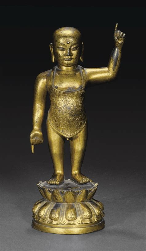 Statuette de Bouddha enfant en bronze doré Chine, dynastie Ming, XVII E ...