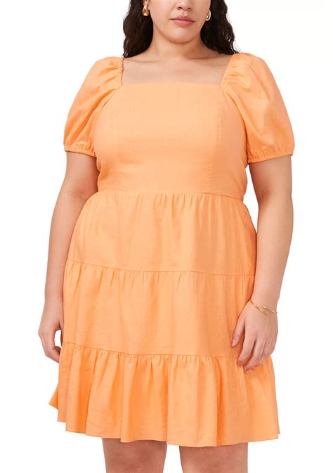 1.State Plus Size Blouson Sleeve Tiered Mini Dress | Belk