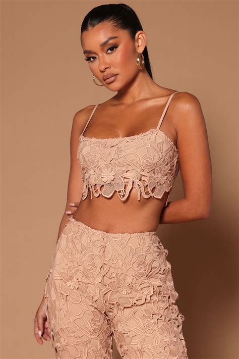 Lacey Crop Top - Nude | Fashion Nova