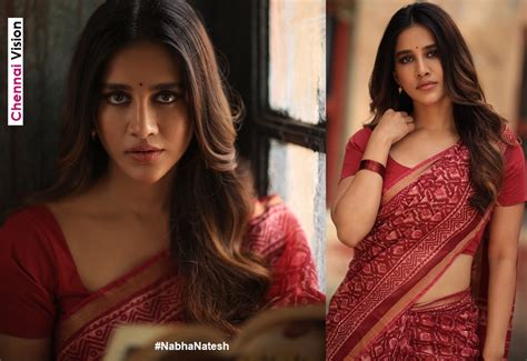 Actress @NabhaNatesh looks quite graceful yet hot in a red saree in her recent pictures. - Tamil ...