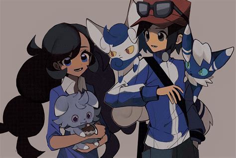 calem, espurr, meowstic, meowstic, meowstic, and 1 more (pokemon and 1