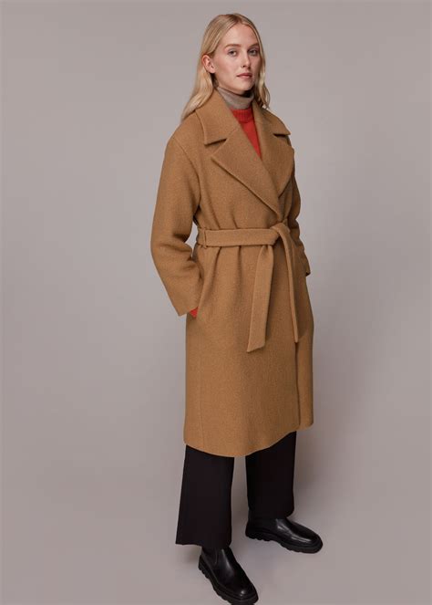 camel wool wrap coat