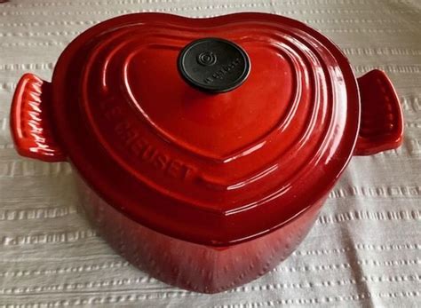 Le Creuset Red Heart Shaped Covered Casserole DIsh | EstateSales.org