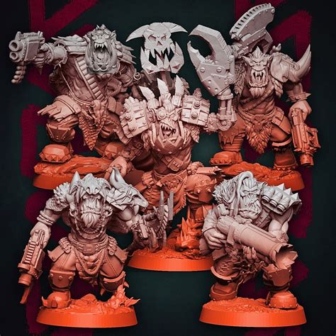 Modular Orc Monster Hunters x5 - Kit B (Elite Size) - MrModulork