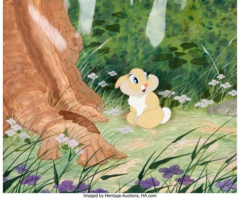 Bambi Miss Bunny Production Cel and Custom Background (Walt Disney