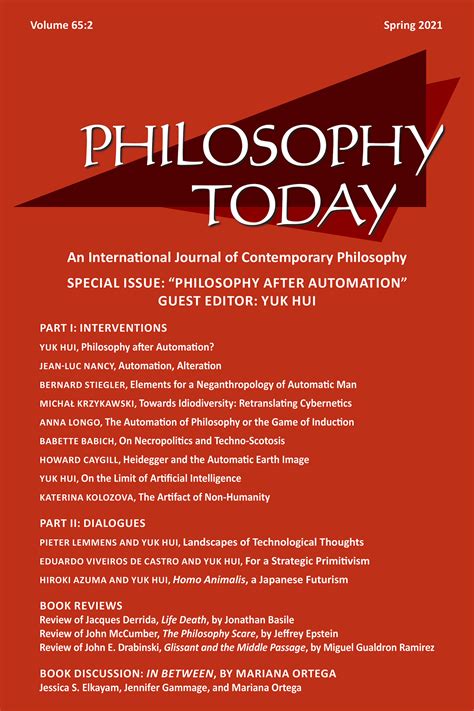Philosophy Today (Vol.65, No.2) Philosophy after Automation - Yuk Hui
