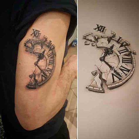 broken clock tattoo