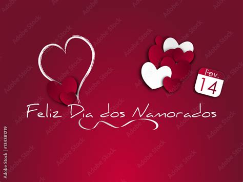 Dia Dos Namorados 14 De Fevereiro - Feliz Dia dos Namorados 14 fevereiro Stock Vector | Adobe Stock