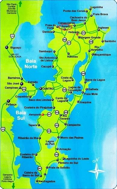 Mapa De Praias Florianópolis - Playas de Brasil: Mapa de Florianópolis