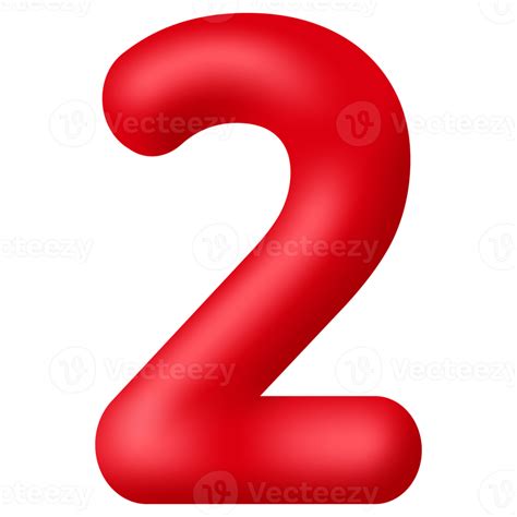 Red 3d number 2 isolated on transparent background. Decorative elements ...