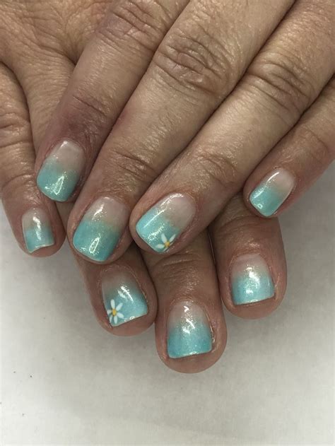 Ombré French Aqua Spring Gel Nails | Ombre gel nails, Gel nail designs