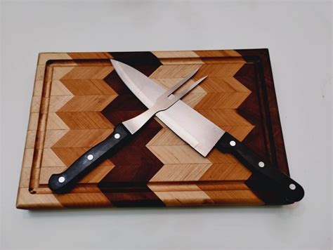 Butcher Block Cutting Board Chevron Style - Etsy
